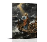 ZBBZJYHH Poster mural artistique moderne à suspendre Jésus sur un bateau à bascule, tempête apaisante, 20 x 30 cm
