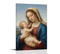 ZBBZJYHH Poster mural artistique moderne à suspendre Marie tenant bébé Jésus, amour maternel 60 x 90 cm