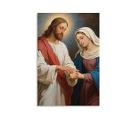 ZBBZJYHH Poster mural artistique moderne à suspendre Marie touchant la main de Jésus, 50 x 75 cm