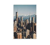 ZBBZJYHH Poster panoramique de l'horizon de Chicago vu d'en haut au début de la journée avec une neige - Montagne surélevée dans la décoration murale artistique moderne à suspendre 40 x 60 cm