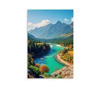 ZBBZJYHH Poster panoramique de style montagnes avec mer bleue vive et eau claire, décoration murale artistique moderne à suspendre, 30 x 45 cm