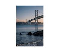 ZBBZJYHH Poster panoramique du rivage rocheux au crépuscule avec un pont lointain - Décoration murale artistique moderne à suspendre - 60 x 90 cm