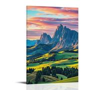 ZBBZJYHH Poster panoramique d'un lever de soleil coloré, avec coucher de soleil sur les sommets des montagnes, décoration murale artistique moderne à suspendre, 40 x 60 cm