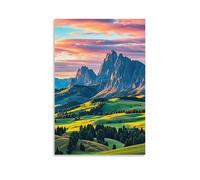 ZBBZJYHH Poster panoramique d'un lever de soleil coloré, avec coucher de soleil sur les sommets des montagnes, décoration murale artistique moderne à suspendre, 40 x 60 cm
