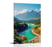 ZBBZJYHH Poster panoramique style montagnes avec mer bleue vive et eau claire - Décoration murale artistique moderne à suspendre - 50 x 75 cm