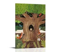 ZBBZJYHH Posters: Poster de dessins pour enfants Hibou dans un trou d'arbre Décoration murale artistique moderne à suspendre 20 x 30 cm
