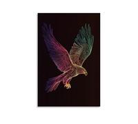 ZBBZJYHH Silhouette d'aigle géométrique dynamique dans des lignes multicolores lisses sur fond minimaliste, décoration murale artistique moderne à suspendre, 50 x 75 cm