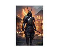 ZBBZJYHH Storm Warrior Décoration murale Samouraï Scène de bataille enflammée Poster mural artistique moderne à suspendre 20 x 30 cm