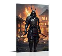 ZBBZJYHH Storm Warrior Décoration murale Samouraï Scène de bataille enflammée Poster mural artistique moderne à suspendre 60 x 90 cm