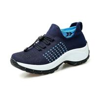 ZBDP Baskets orthopédiques pour femme - Chaussures de marche décontractées pour femme - Blanc noir et rouge - 35-45, 1855 Bleu foncé, 37 EU