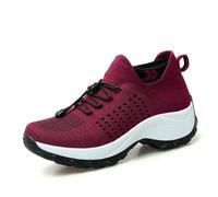 ZBDP Baskets orthopédiques pour femme - Chaussures de marche décontractées pour femme - Blanc noir et rouge - 35-45, 1855 Magenta, 41 EU
