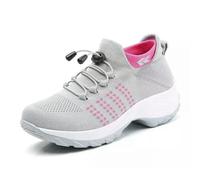 ZBDP Baskets orthopédiques pour femme - Chaussures de marche décontractées pour femme - Blanc noir et rouge - 35-45, Poudre grise 1855, 41 EU