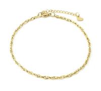 ZBDP Bracelet de cheville en acier inoxydable doré pour femme Pieds nus Plage Jambe Cadeau d'été 23,5 cm de long