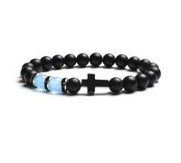 ZBDP Bracelet élastique tendance pour homme et femme en pierre naturelle œil de tigre et agate noire mate 8 mm