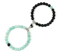 ZBDP Bracelet Yin Yang pour homme en pierre naturelle de 8 mm en forme de cœur avec aimant