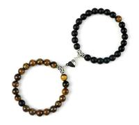 ZBDP Bracelet Yin Yang pour homme en pierre naturelle de 8 mm en forme de cœur avec aimant