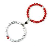 ZBDP Bracelet Yin Yang pour homme en pierre naturelle de 8 mm en forme de cœur avec aimant