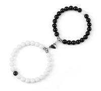 ZBDP Bracelet Yin Yang pour homme en pierre naturelle de 8 mm en forme de cœur avec aimant