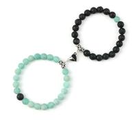 ZBDP Bracelet Yin Yang pour homme en pierre naturelle de 8 mm en forme de cœur avec aimant
