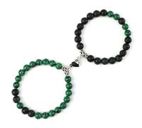 ZBDP Bracelet Yin Yang pour homme en pierre naturelle de 8 mm en forme de cœur avec aimant