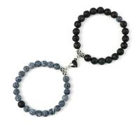 ZBDP Bracelet Yin Yang pour homme en pierre naturelle de 8 mm en forme de cœur avec aimant