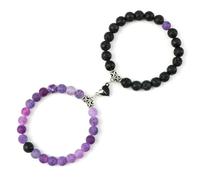 ZBDP Bracelet Yin Yang pour homme en pierre naturelle de 8 mm en forme de cœur avec aimant