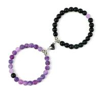 ZBDP Bracelet Yin Yang pour homme en pierre naturelle de 8 mm en forme de cœur avec aimant