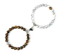 ZBDP Bracelet Yin Yang pour homme en pierre naturelle de 8 mm en forme de cœur avec aimant