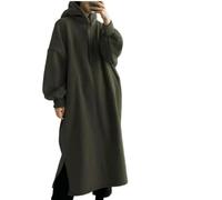 ZBDP Épaissir Automne Hiver Femmes Oversize Hoodie Robe Longue Solide Manches Longues Femmes Vêtements Split Casual Loose Robes, vert militaire, 3XL