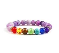 ZBDP Lot de 2 bracelets tressés réglables en pierre naturelle 7 perles pour homme et femme 8 mm