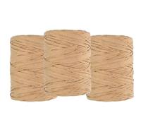 ZBDP Lot de 3 rouleaux de ruban raphia rouge vert naturel de 200 m par rouleau de 100 m de long pour emballage de fête et décoration de vacances