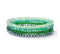 ZBDP Lot de 4 bracelets élastiques à facettes en perles de cristal brillantes pour femme