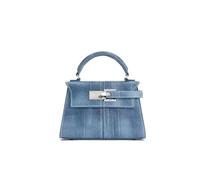 ZBDP Trapézoïdal Cuir Femme Sac Polyvalent Mode Niche Sac à Main Poignée sur le Dessus Sacs Luxe Femme, bleu, Large