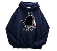 ZBDP What Cute Little Black Cat Men Hoodie Street Fleece Hoody Hipster Automne Sweatshirt Hip Hop Vêtements Femme, noir foncé, M