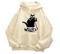 ZBDP What Cute Little Black Cat Men Hoodie Street Fleece Hoody Hipster Automne Sweatshirt Hip Hop Vêtements Femme, beige, XL