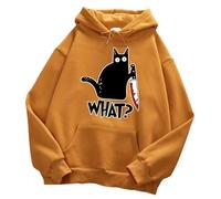 ZBDP What Cute Little Black Cat Men Hoodie Street Fleece Hoody Hipster Automne Sweatshirt Hip Hop Vêtements Femme, kaki, XL