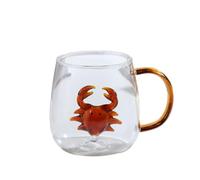 ZBDZSW 300 ml Tasse en verre 3D Dessin animé Thème Noël Verres à eau Maison Mignon Eau Café Verre Simple Couche Jus Boisson Froide Tasse