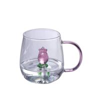 ZBDZSW 300 ml Tasse en verre 3D Dessin animé Thème Noël Verres à eau Maison Mignon Eau Café Verre Simple Couche Jus Boisson Froide Tasse