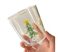 ZBDZSW 300 ml Tasse en verre 3D Dessin animé Thème Noël Verres à eau Maison Mignon Eau Café Verre Simple Couche Jus Boisson Froide Tasse