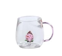ZBDZSW 300 ml Tasse en verre 3D Dessin animé Thème Noël Verres à eau Maison Mignon Eau Café Verre Simple Couche Jus Boisson Froide Tasse