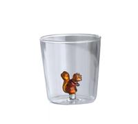 ZBDZSW 300 ml Tasse en verre 3D Dessin animé Thème Noël Verres à eau Maison Mignon Eau Café Verre Simple Couche Jus Boisson Froide Tasse