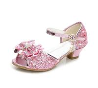 ZBDZSW 5 Couleurs Enfants Princesse Sandales Enfants Filles Chaussures de Mariage Talons Hauts Chaussures Robe Nœud Papillon Or Rose Bleu Argent, rose, 19 EU