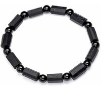 Zbdzsw Bracelet en Tourmaline Noire Naturelle pour Femmes Et Hommes Cristaux Bruts Original Energy Quartz Pierres Perles Bracelets, Black Tourmaline, 21cm