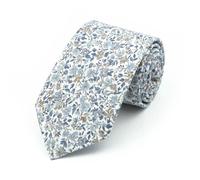 ZBDZSW Cravate Florale Chic pour Hommes Femmes Coton Belle Cravate élégante à Fleurs Blanc Bleu étroit Maigre Mariage Cravate décontractée