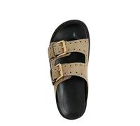 ZBDZSW Pantoufles plates urbaines pour femme style décontracté marche confortable résistant à l'usure respirant métal rond œillets plage rue sandales, kaki, 5.5 UK