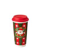 ZBDZSW Tasse à café en céramique de Noël avec couvercle en silicone Coffret cadeau Tasse latte 580 ml Here Comes Santa Claus Cadeaux enfants maman amoureux