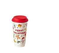 ZBDZSW Tasse à café en céramique de Noël avec couvercle en silicone Coffret cadeau Tasse latte 580 ml Here Comes Santa Claus Cadeaux enfants maman amoureux