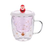 ZBDZSW Tasse à café en verre transparent double résistant à la chaleur pour couple Motif flocon de neige
