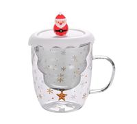 ZBDZSW Tasse à café en verre transparent double résistant à la chaleur pour couple Motif flocon de neige