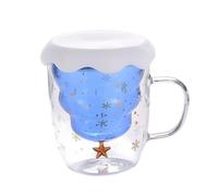 ZBDZSW Tasse à café en verre transparent double résistant à la chaleur pour couple Motif flocon de neige